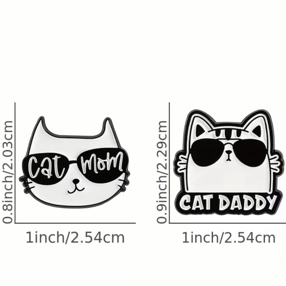 Cat Mom and Cat Daddy Enamel Pins - Picture 4 of 5